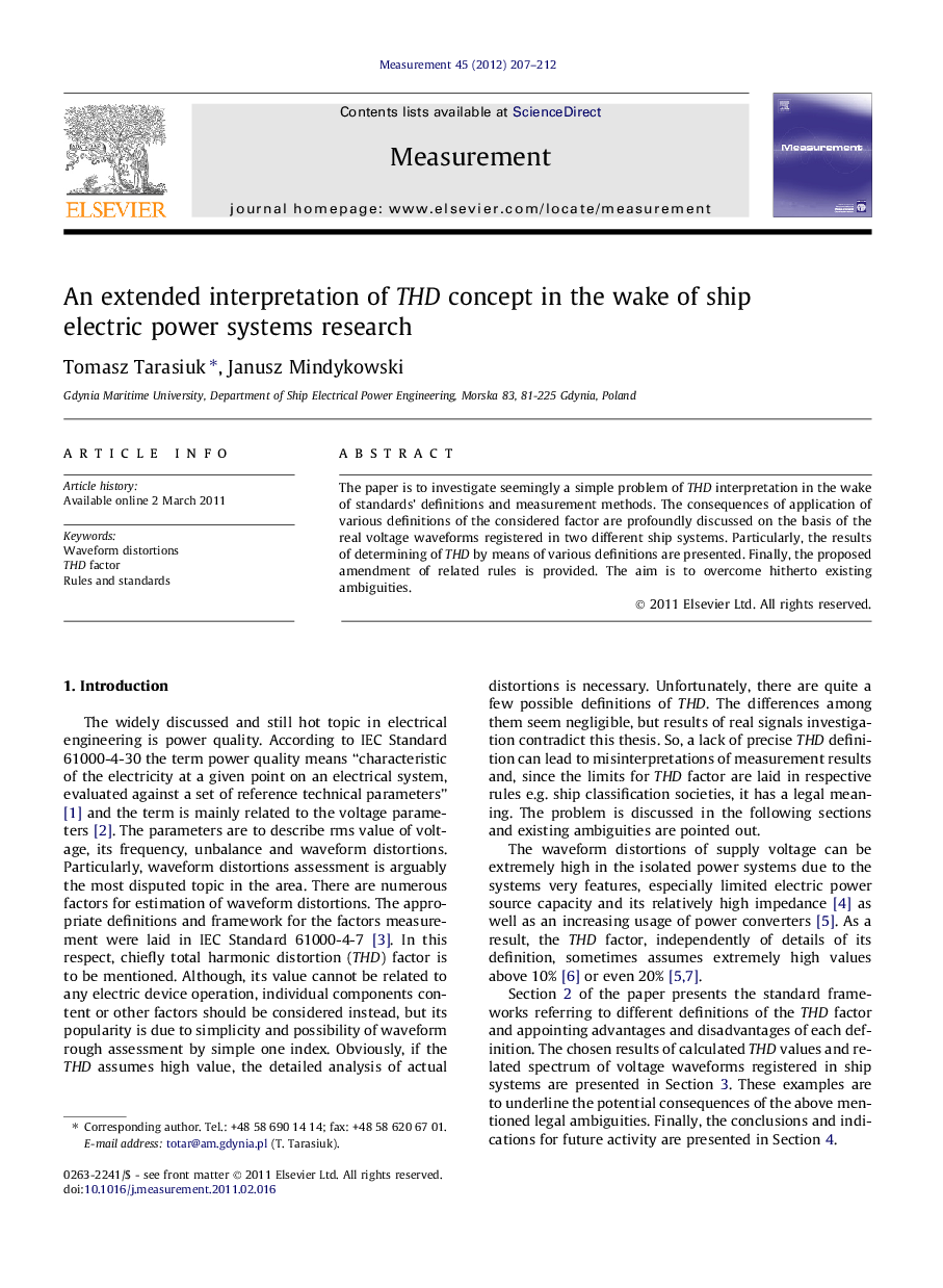 An extended interpretation of THD concept in the wake of ship electric power systems research