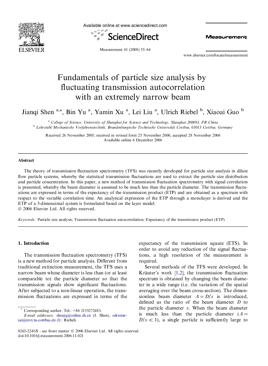 Fundamentals of particle size analysis by fluctuating transmission autocorrelation with an extremely narrow beam