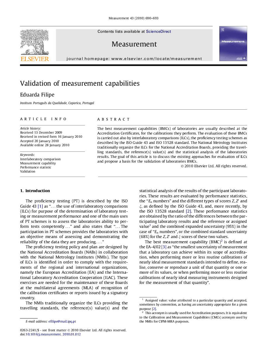 Validation of measurement capabilities