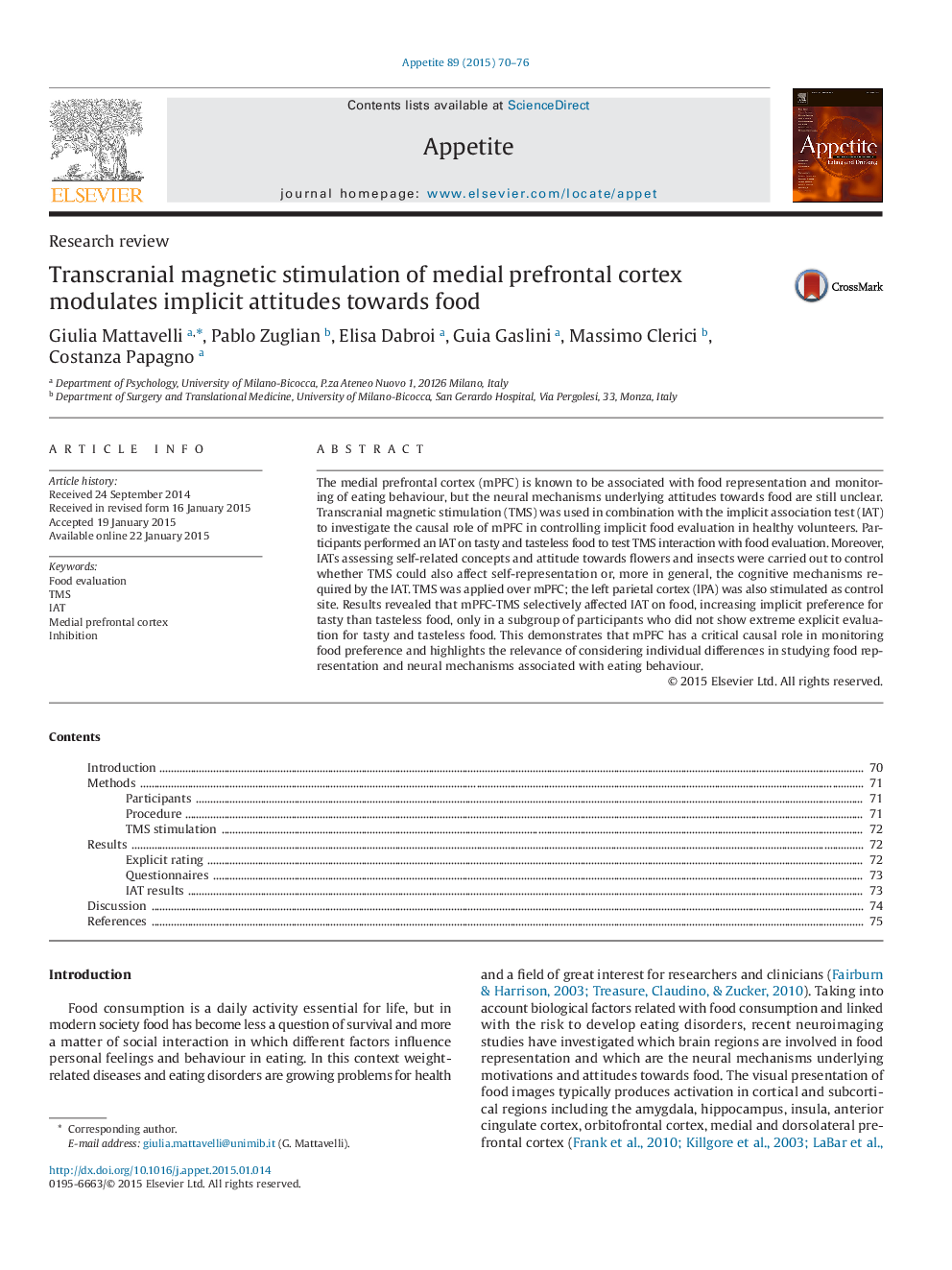 Transcranial magnetic stimulation of medial prefrontal cortex modulates implicit attitudes towards food