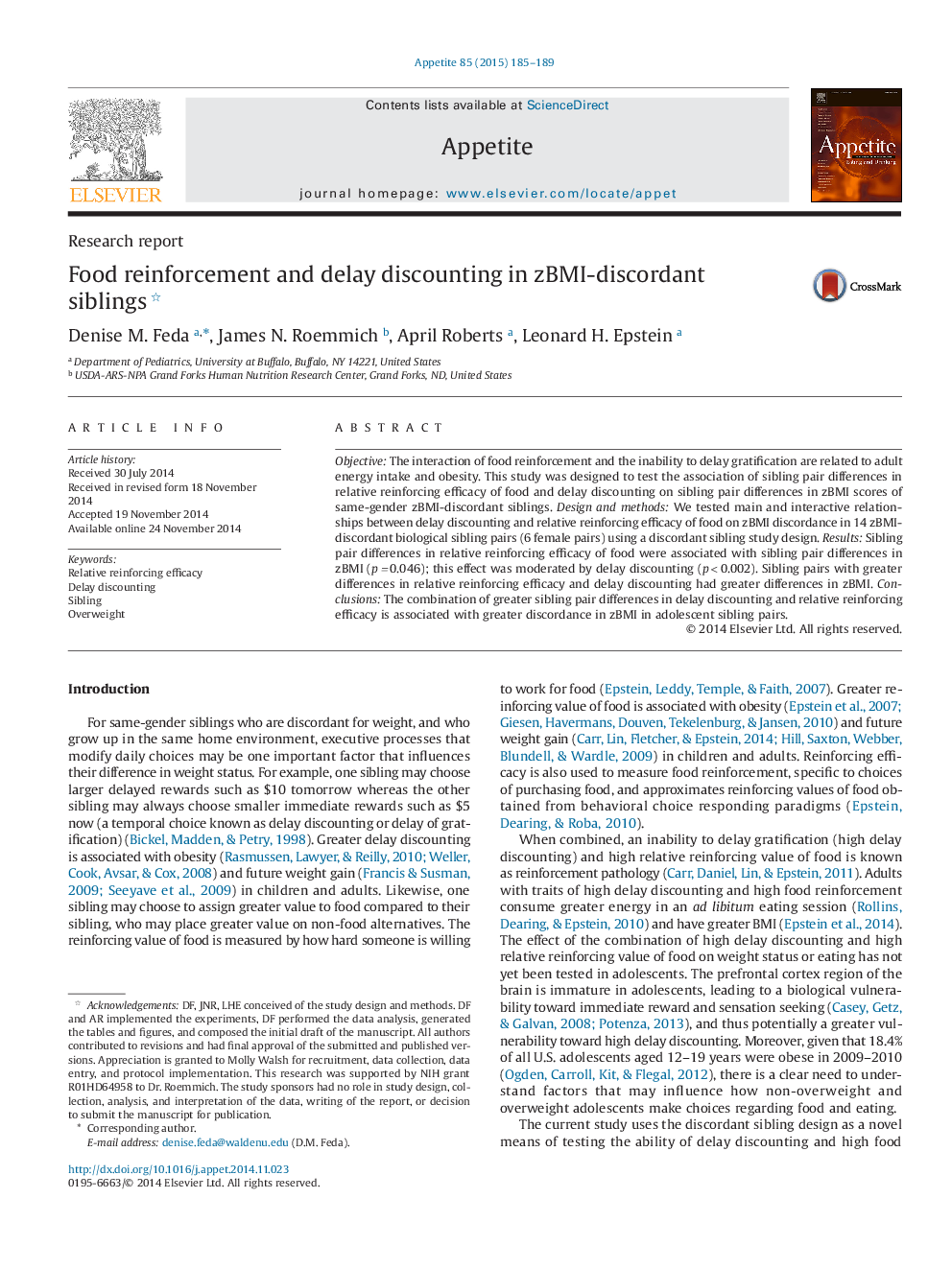 Food reinforcement and delay discounting in zBMI-discordant siblings