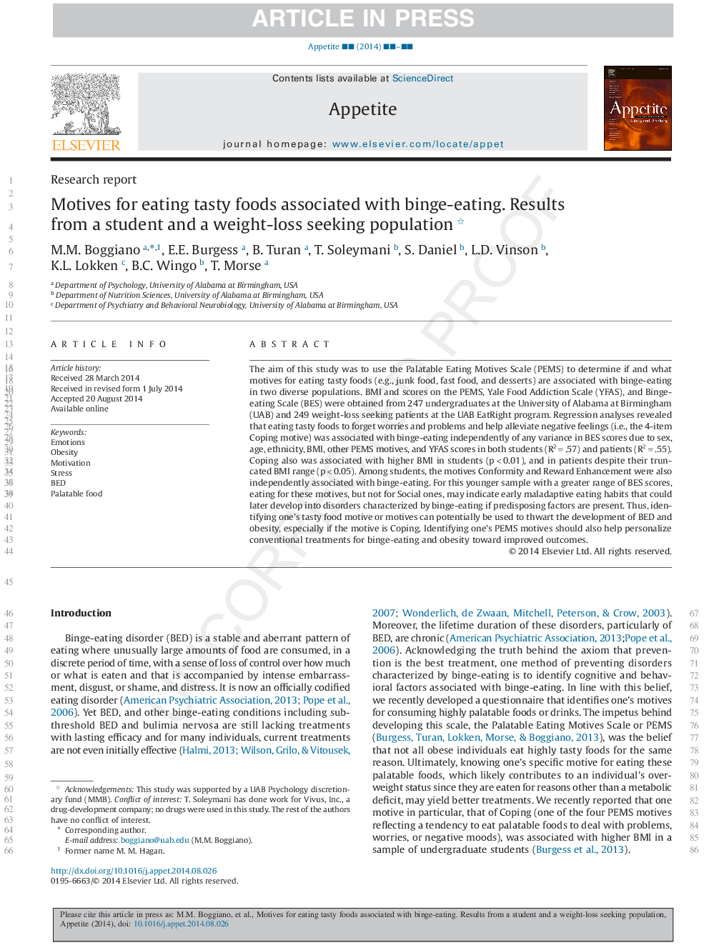 Motives for eating tasty foods associated with binge-eating. Results from a student and a weight-loss seeking population
