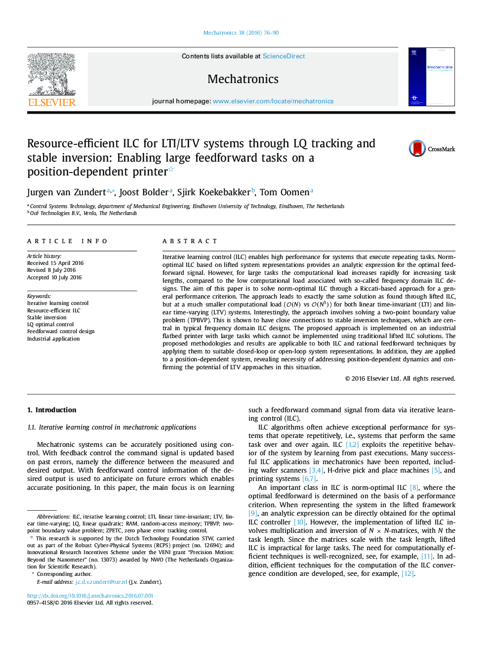Resource-efficient ILC for LTI/LTV systems through LQ tracking and stable inversion: Enabling large feedforward tasks on a position-dependent printer 