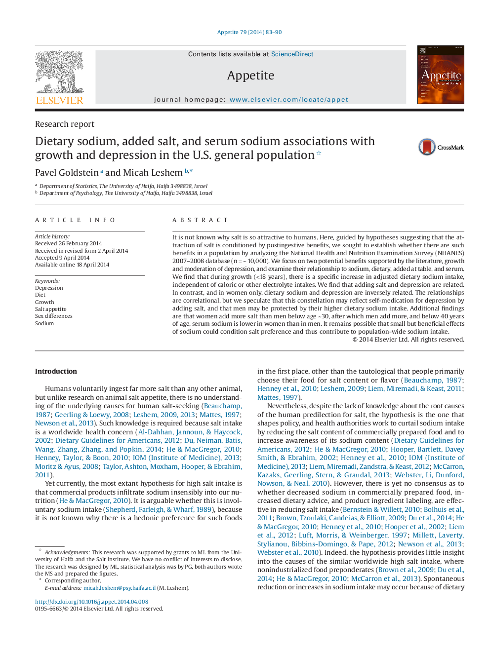 Dietary sodium, added salt, and serum sodium associations with growth and depression in the U.S. general population