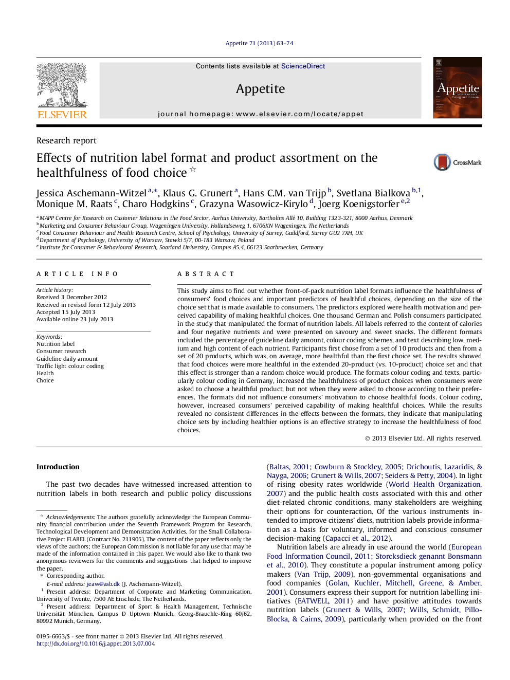 Effects of nutrition label format and product assortment on the healthfulness of food choice