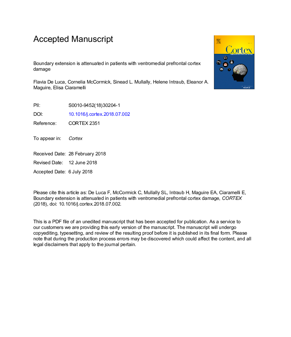 Boundary extension is attenuated in patients with ventromedial prefrontal cortex damage