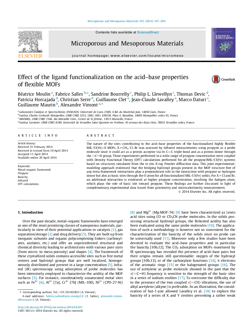 Effect of the ligand functionalization on the acid–base properties of flexible MOFs