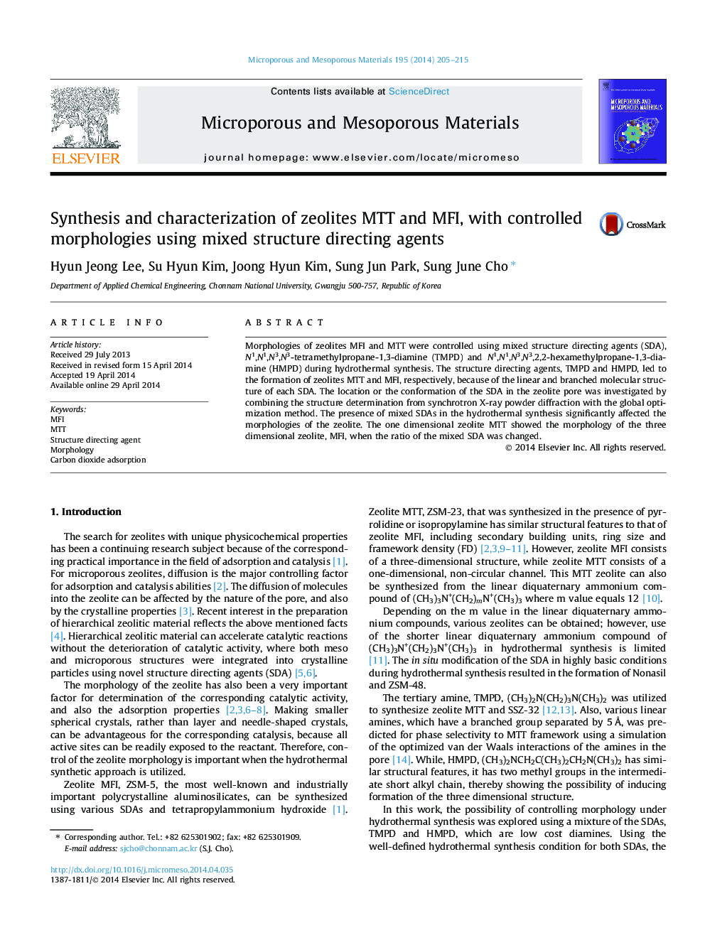 Synthesis and characterization of zeolites MTT and MFI, with controlled morphologies using mixed structure directing agents