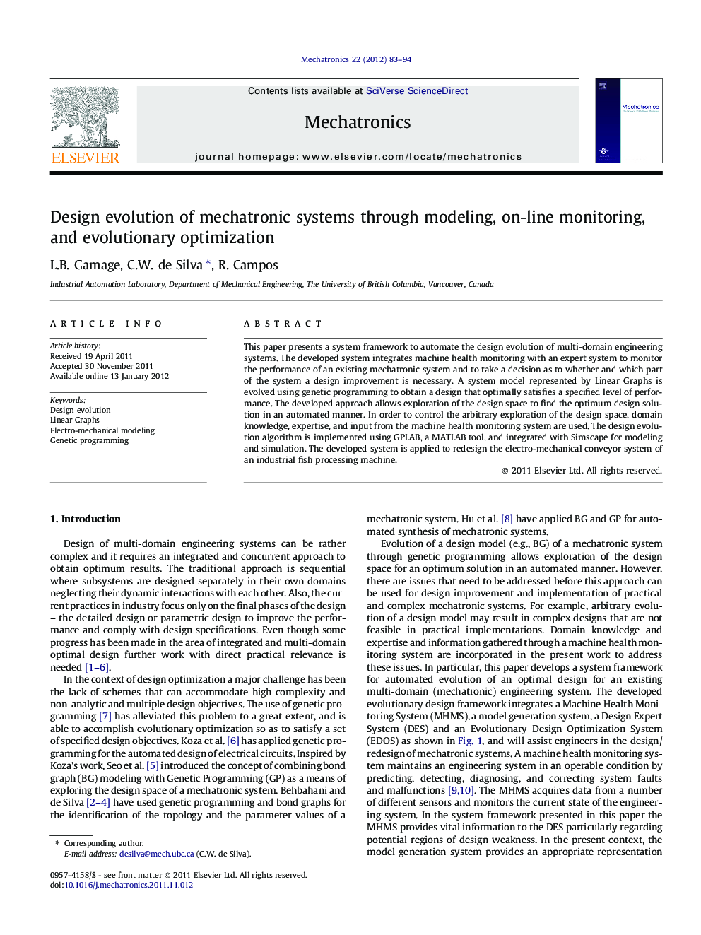 Design evolution of mechatronic systems through modeling, on-line monitoring, and evolutionary optimization