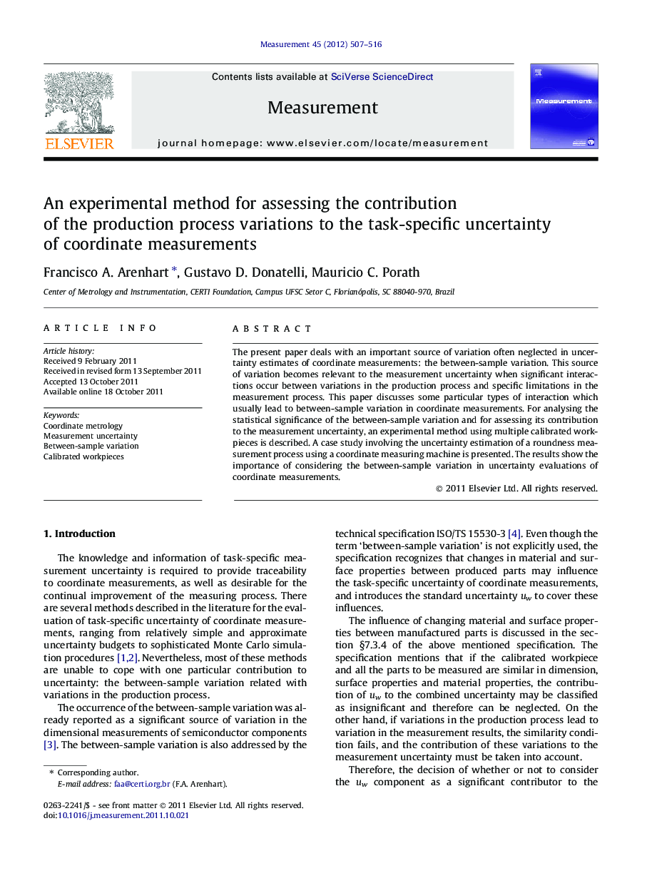 An experimental method for assessing the contribution of the production process variations to the task-specific uncertainty of coordinate measurements