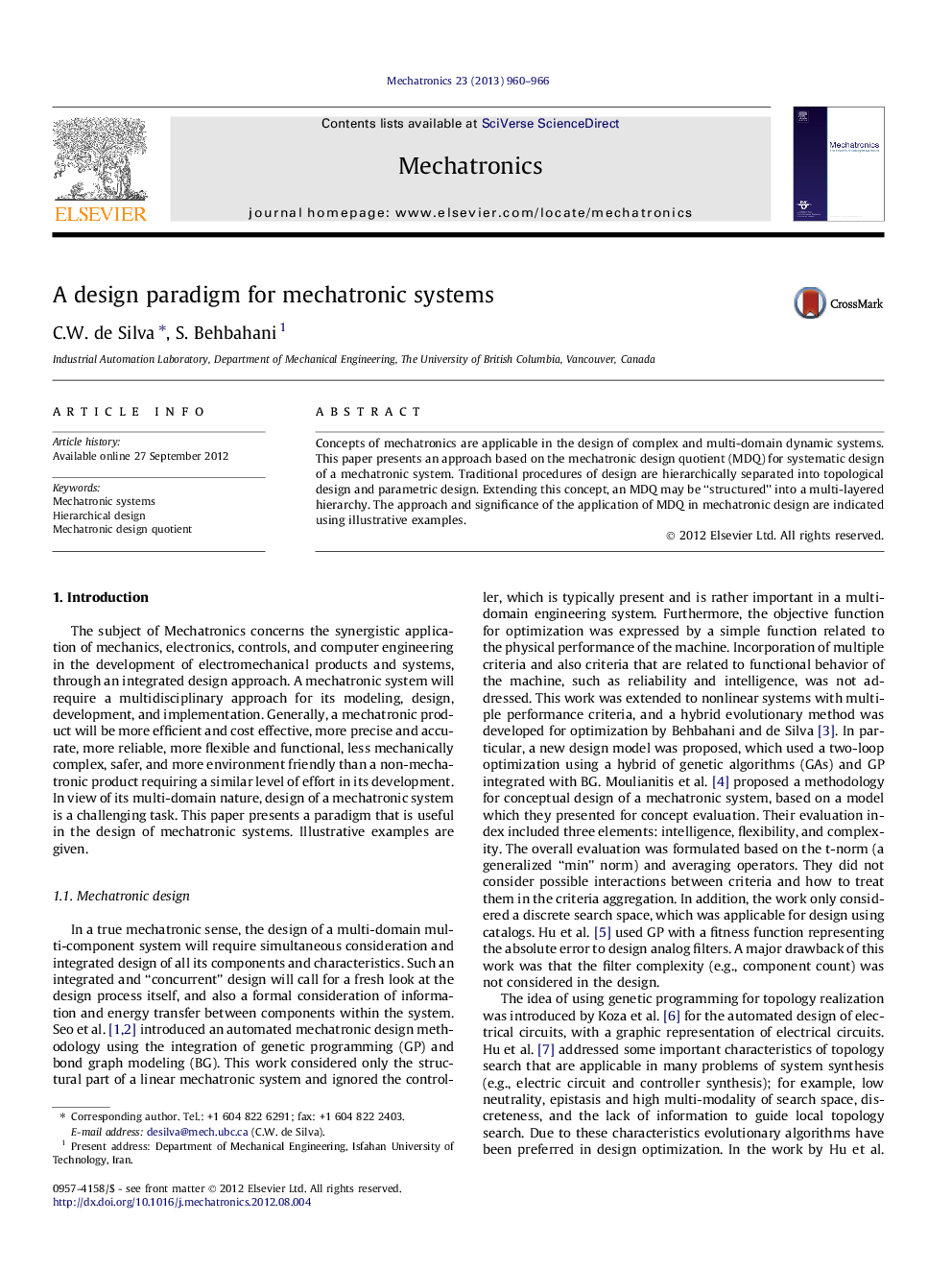 A design paradigm for mechatronic systems