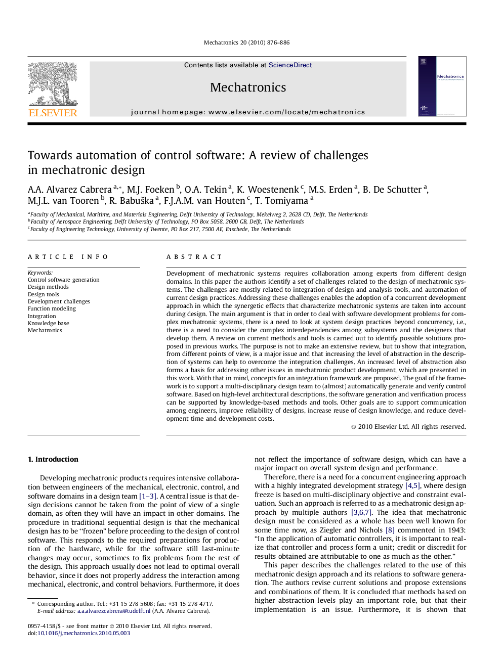 Towards automation of control software: A review of challenges in mechatronic design