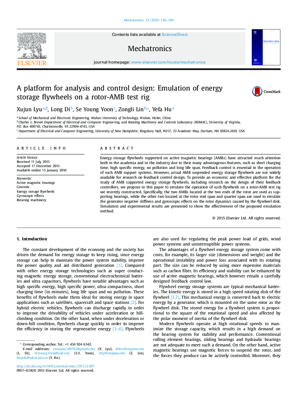 A platform for analysis and control design: Emulation of energy storage flywheels on a rotor-AMB test rig