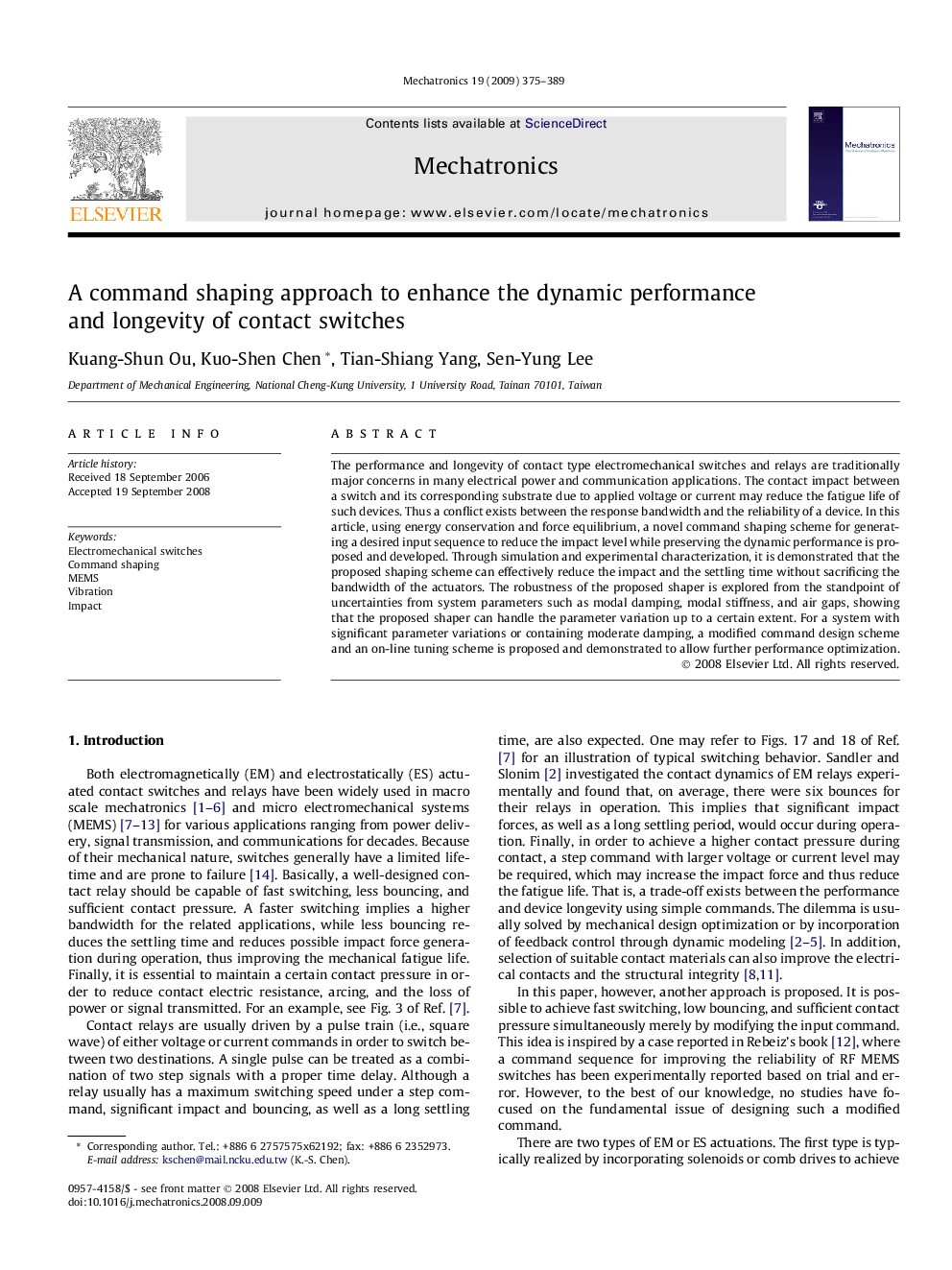 A command shaping approach to enhance the dynamic performance and longevity of contact switches