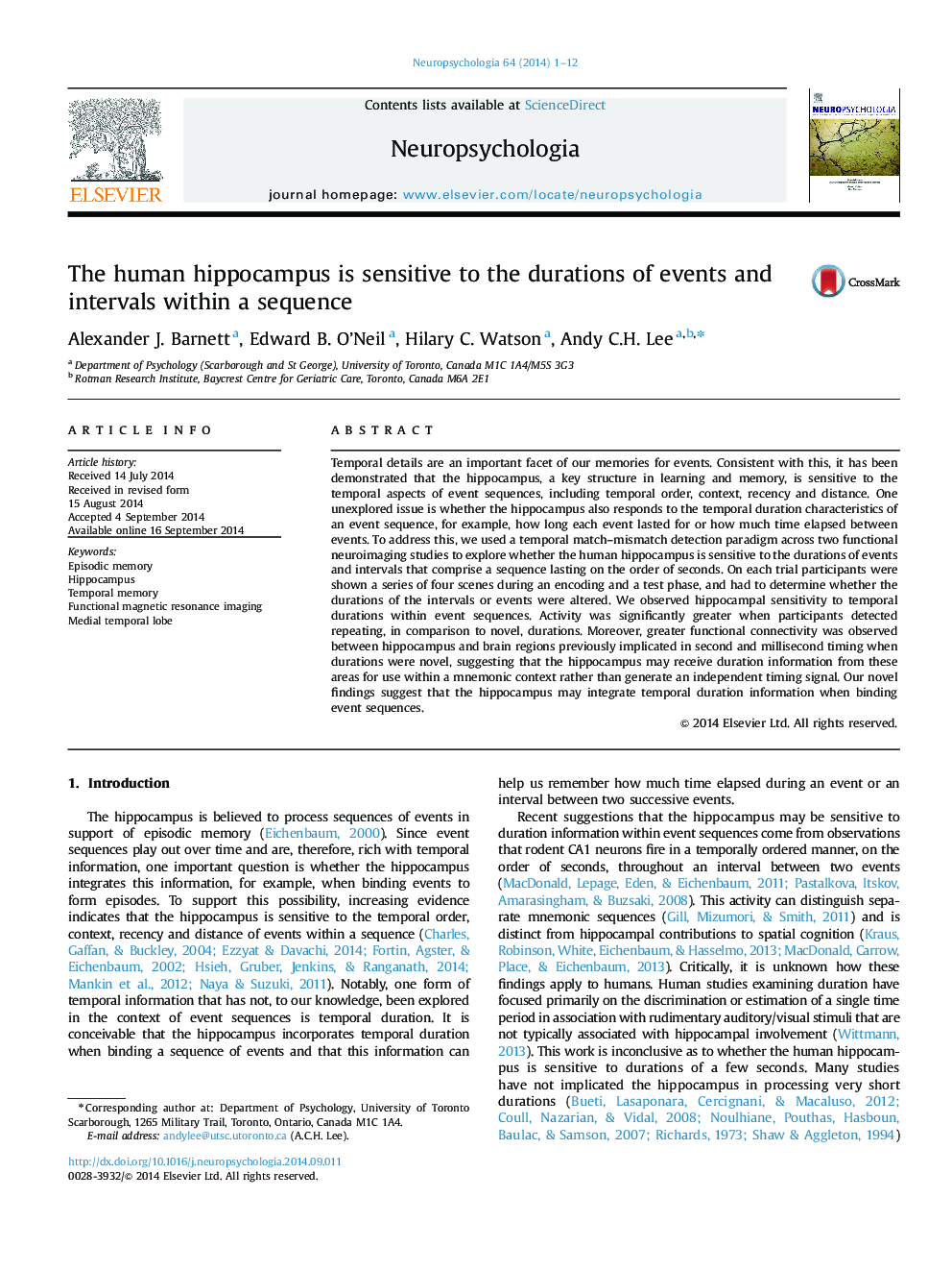 The human hippocampus is sensitive to the durations of events and intervals within a sequence