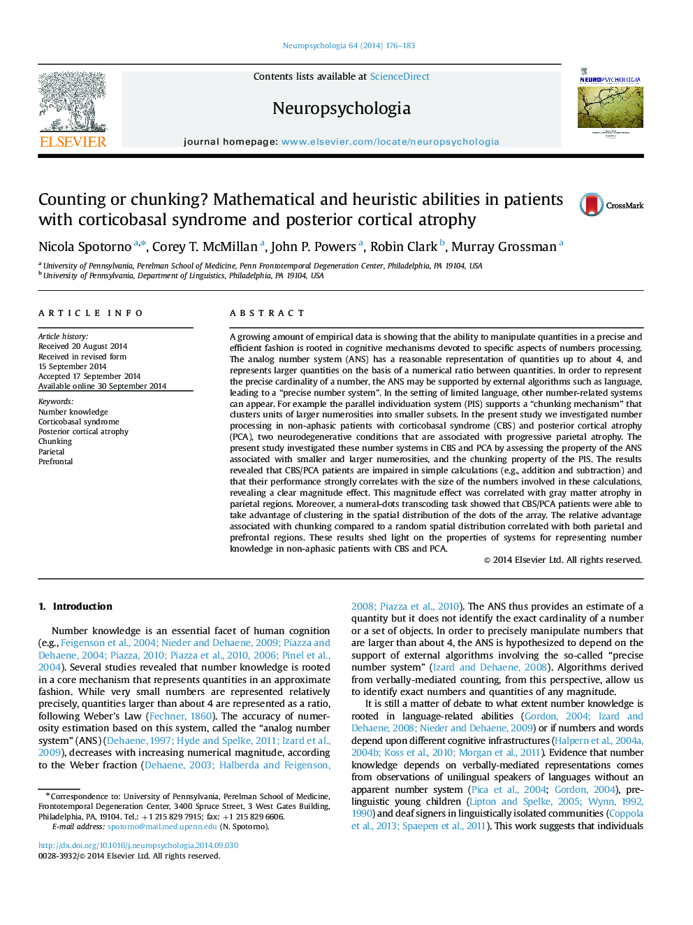 Counting or chunking? Mathematical and heuristic abilities in patients with corticobasal syndrome and posterior cortical atrophy