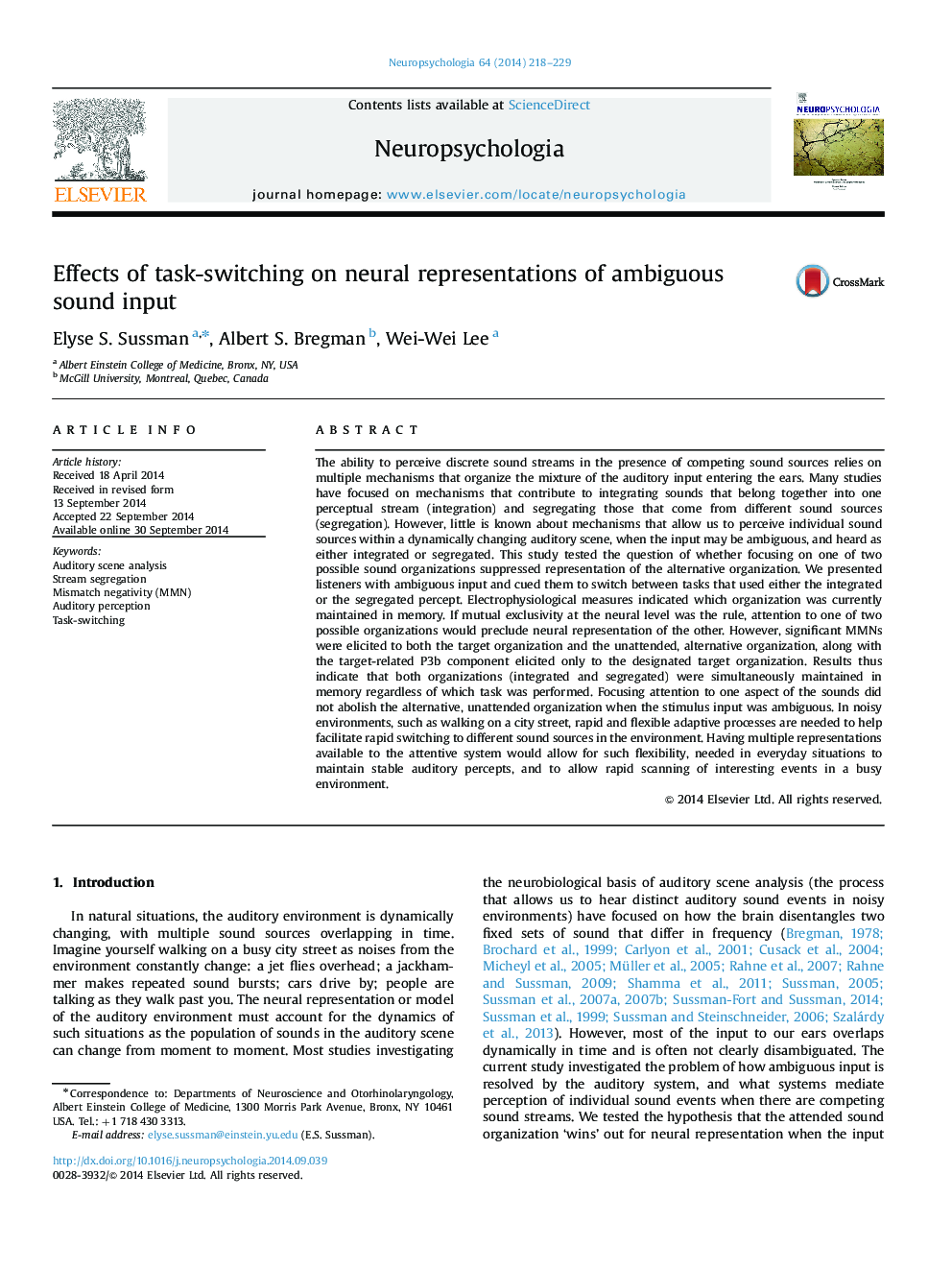 Effects of task-switching on neural representations of ambiguous sound input