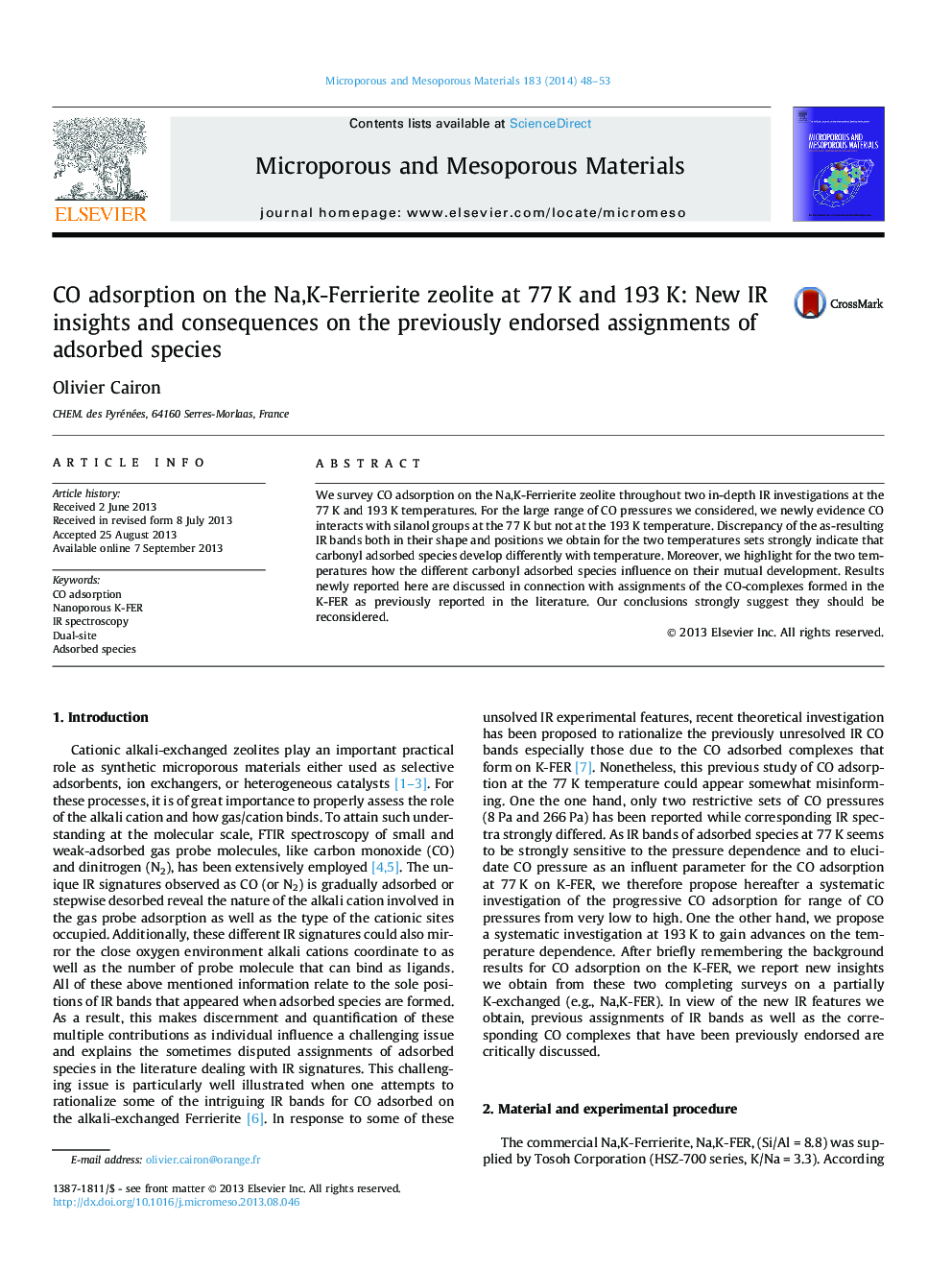 CO adsorption on the Na,K-Ferrierite zeolite at 77 K and 193 K: New IR insights and consequences on the previously endorsed assignments of adsorbed species