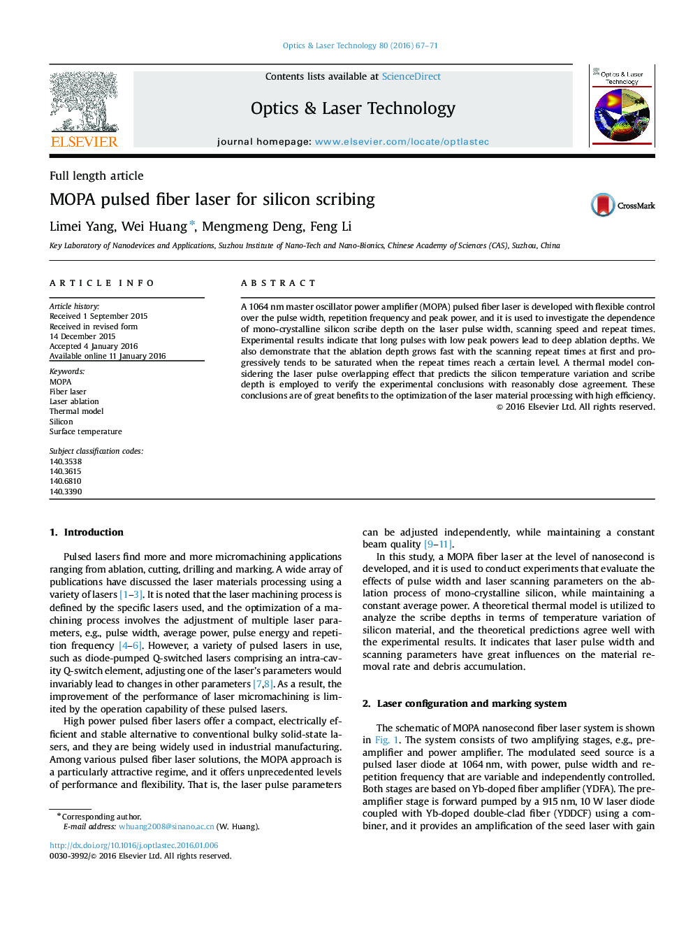 MOPA pulsed fiber laser for silicon scribing