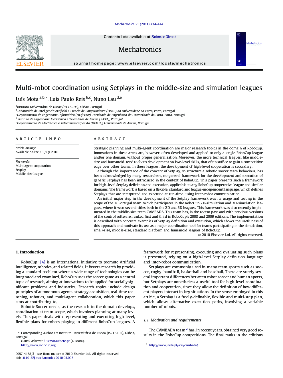 Multi-robot coordination using Setplays in the middle-size and simulation leagues