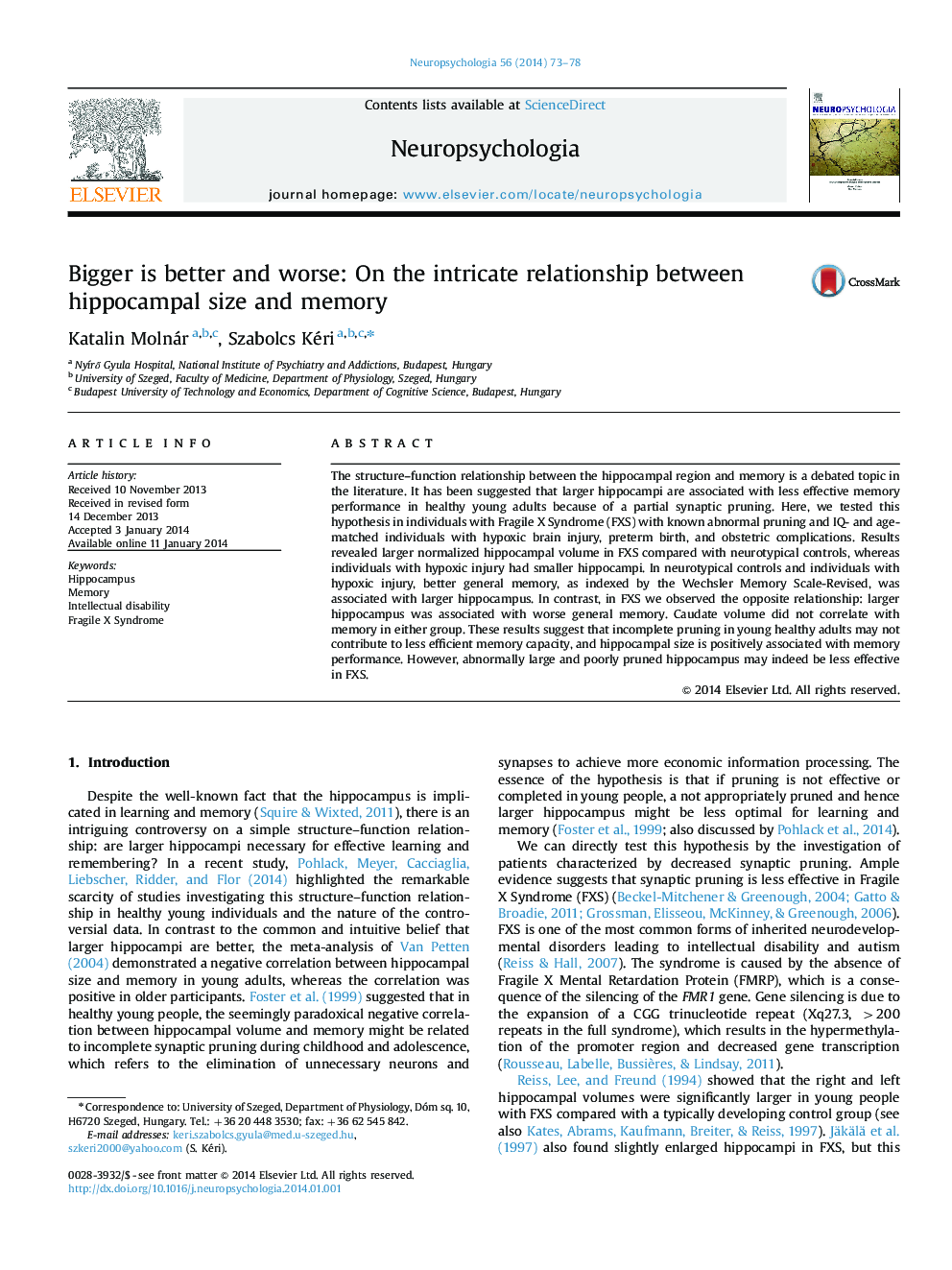 Bigger is better and worse: On the intricate relationship between hippocampal size and memory