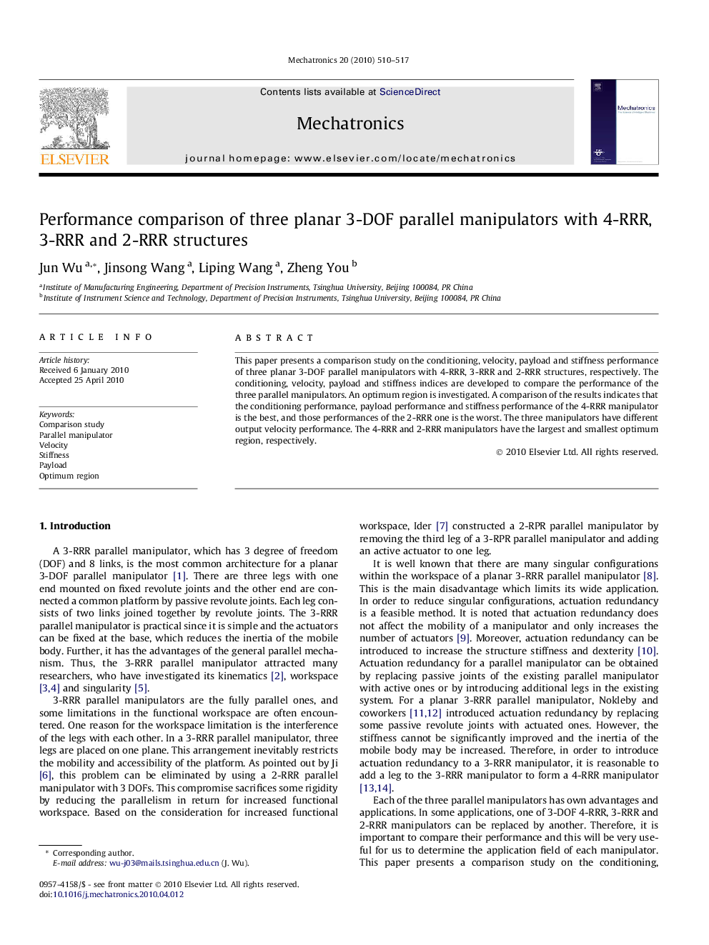 Performance comparison of three planar 3-DOF parallel manipulators with 4-RRR, 3-RRR and 2-RRR structures