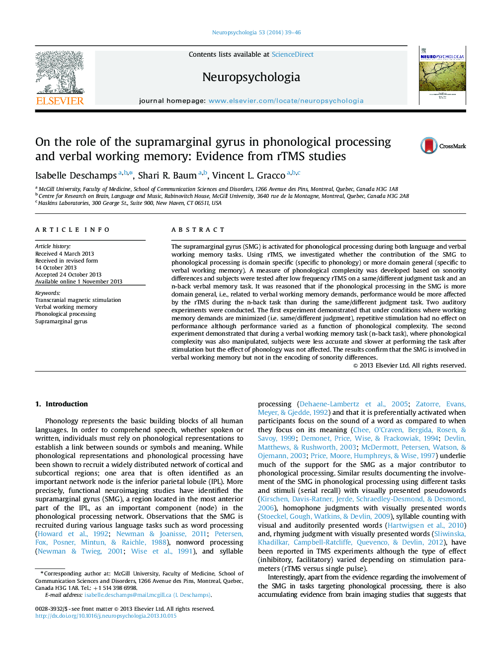 On the role of the supramarginal gyrus in phonological processing and verbal working memory: Evidence from rTMS studies