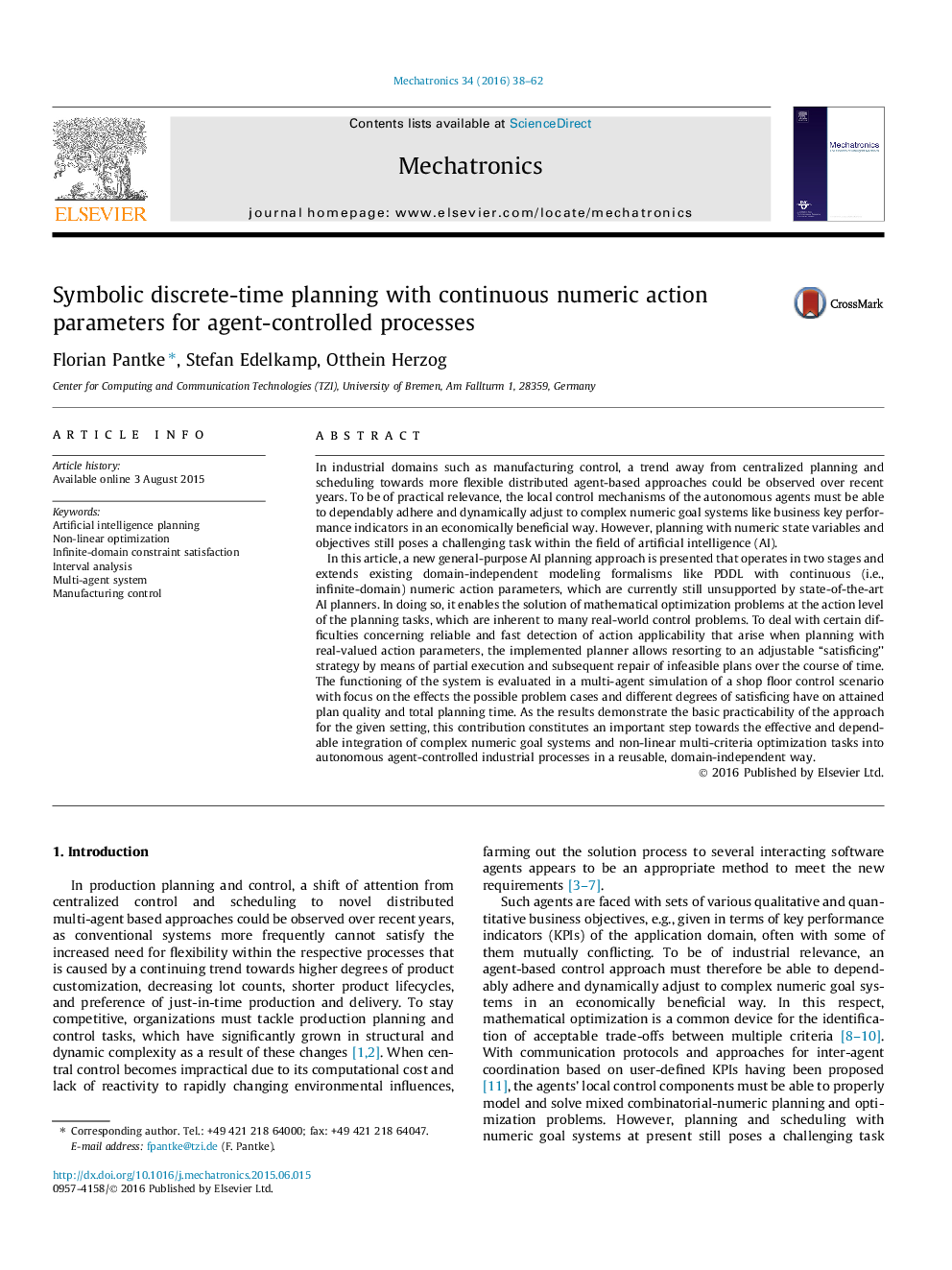 برنامه ریزی زمان گسسته نمادین با پارامترهای عددی پیوسته برای فرآیندهای کنترل شده توسط عامل 