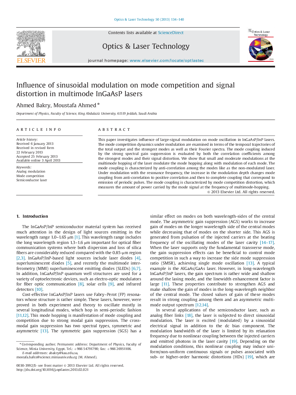 Influence of sinusoidal modulation on mode competition and signal distortion in multimode InGaAsP lasers