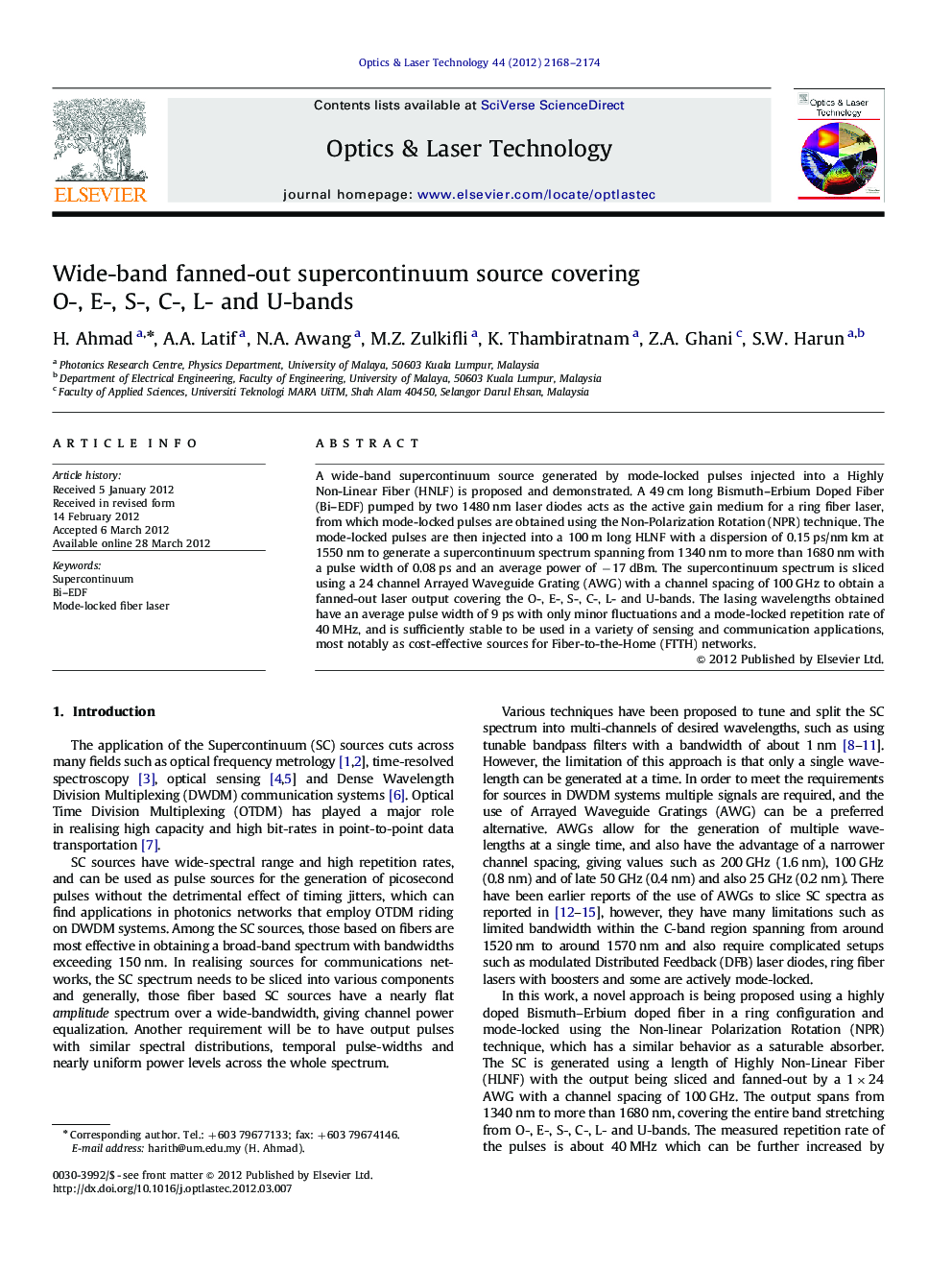 Wide-band fanned-out supercontinuum source covering O-, E-, S-, C-, L- and U-bands