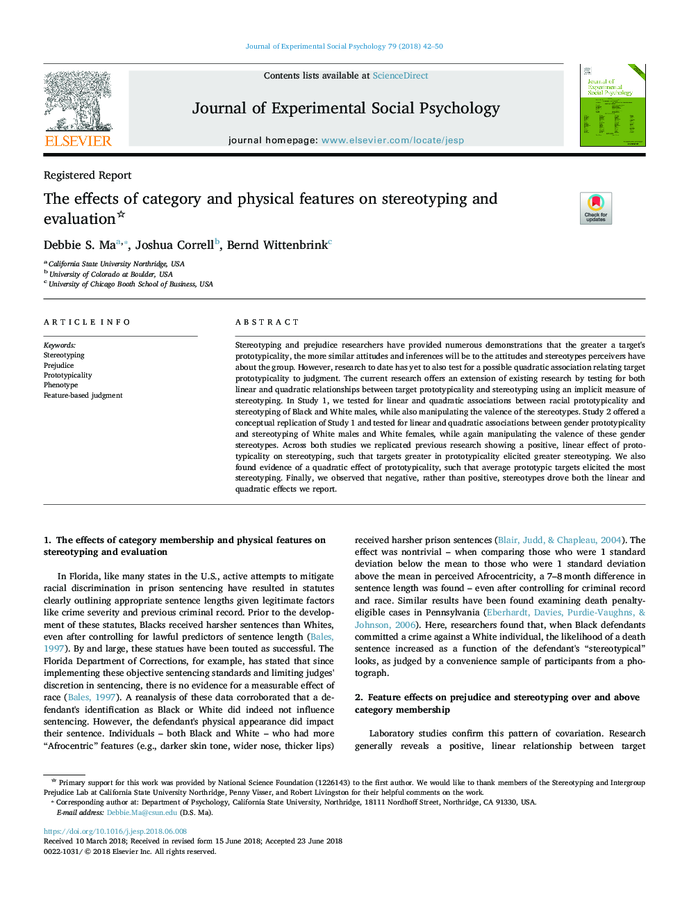 The effects of category and physical features on stereotyping and evaluation