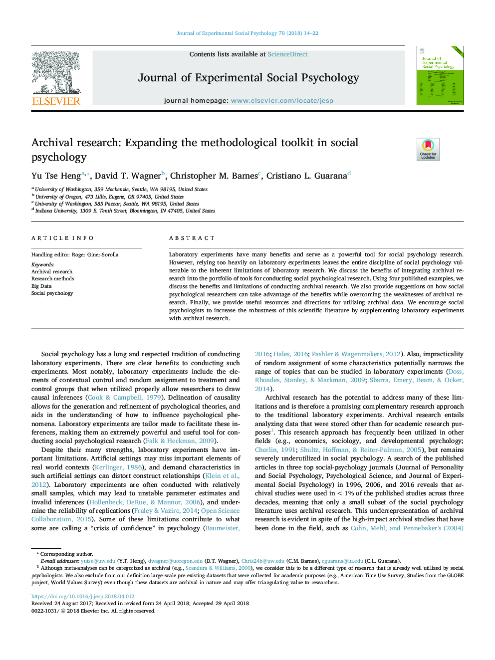 Archival research: Expanding the methodological toolkit in social psychology