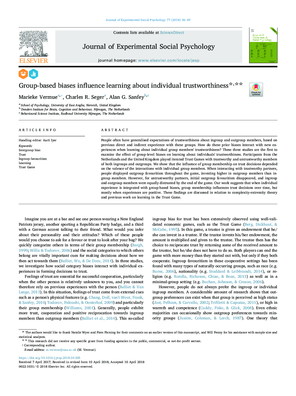 Group-based biases influence learning about individual trustworthiness