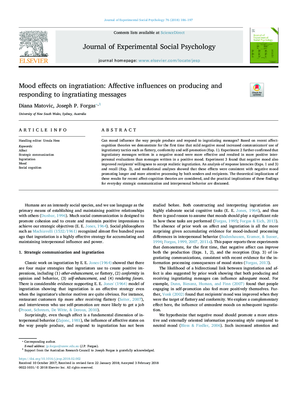 Mood effects on ingratiation: Affective influences on producing and responding to ingratiating messages