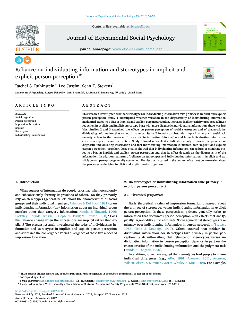 Reliance on individuating information and stereotypes in implicit and explicit person perception