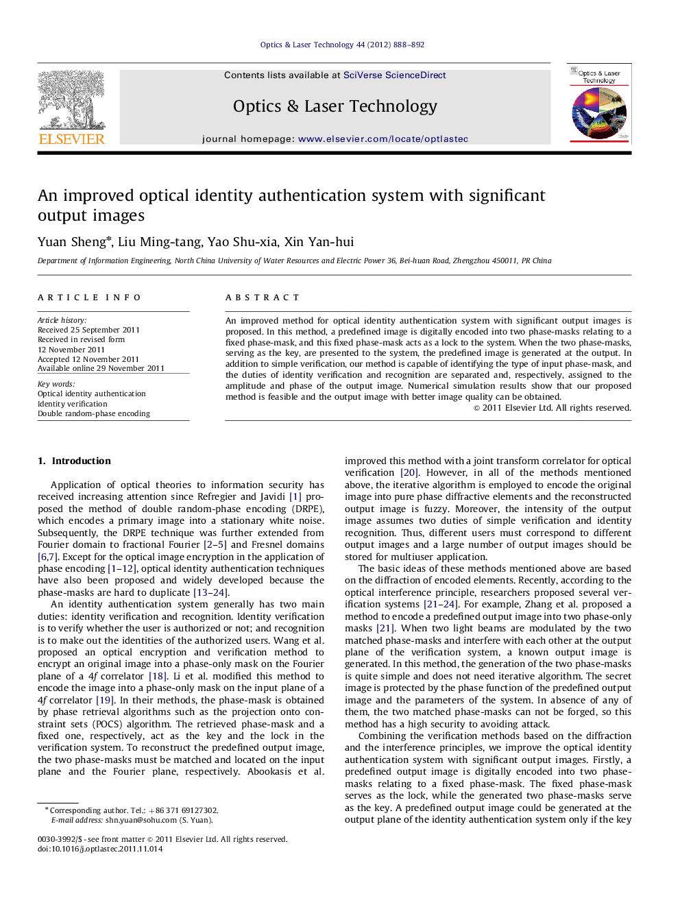 An improved optical identity authentication system with significant output images