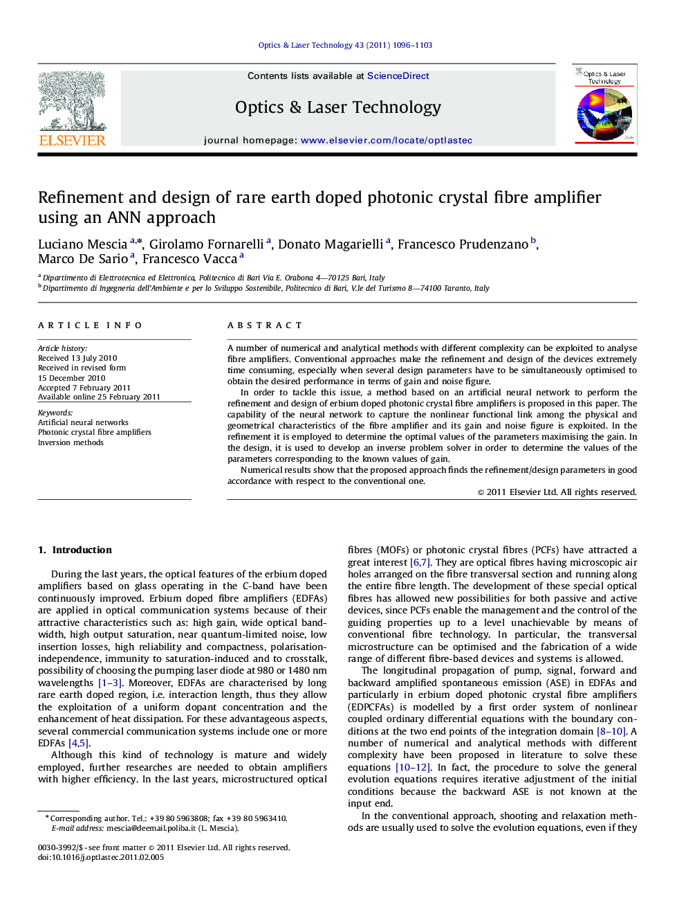 Refinement and design of rare earth doped photonic crystal fibre amplifier using an ANN approach