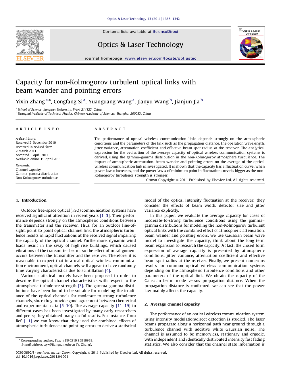 Capacity for non-Kolmogorov turbulent optical links with beam wander and pointing errors