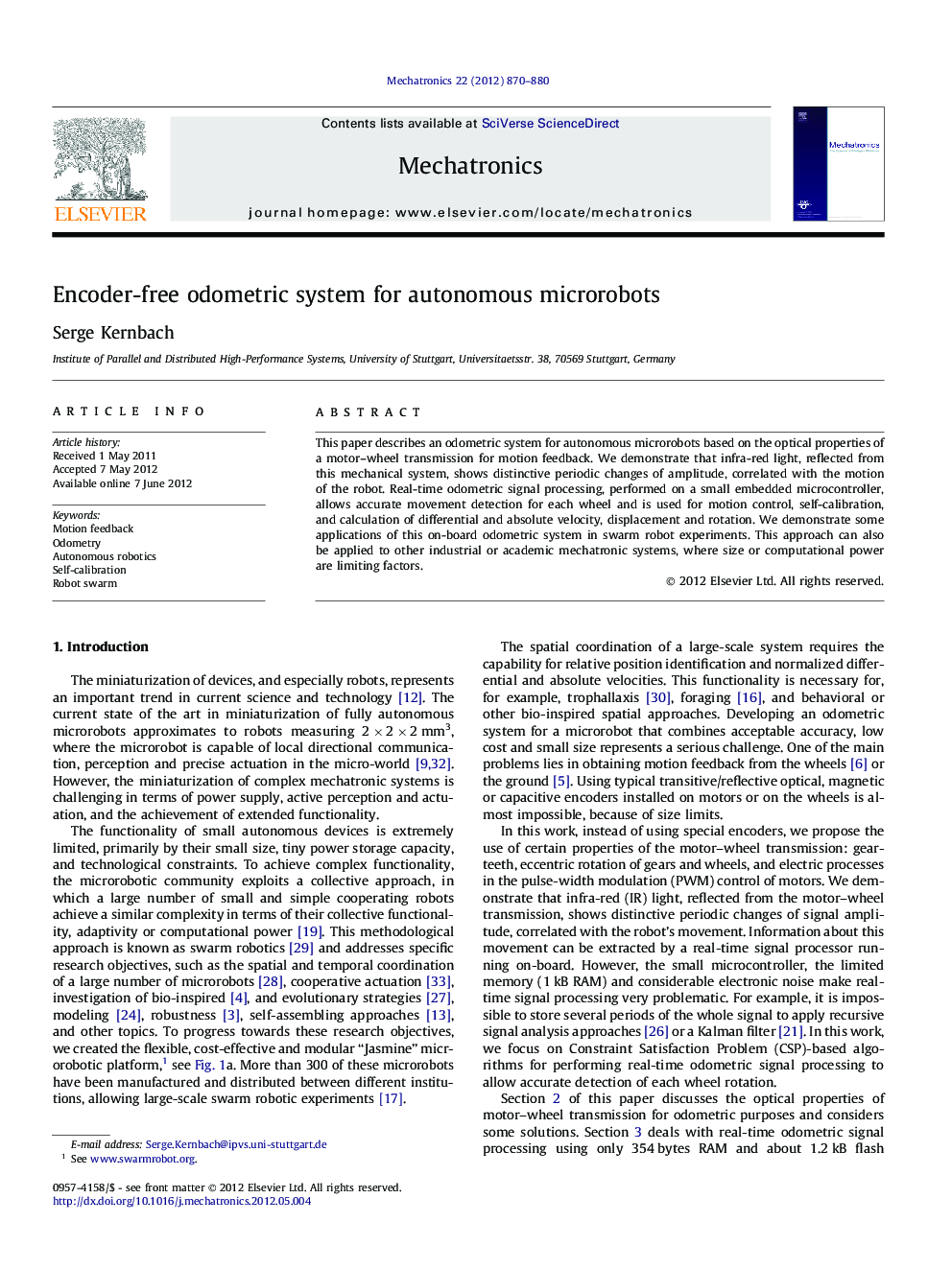 Encoder-free odometric system for autonomous microrobots