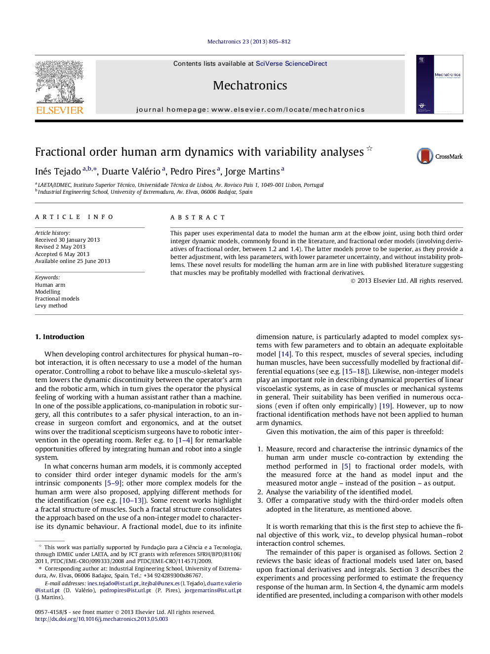 Fractional order human arm dynamics with variability analyses 