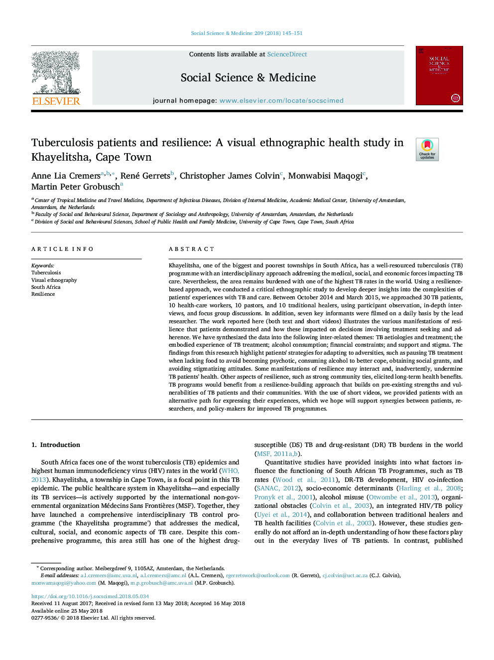 بیماران مبتلا به سل و انعطاف پذیری: مطالعه بهداشتی بصری در کیلیته، کیپ تاون 