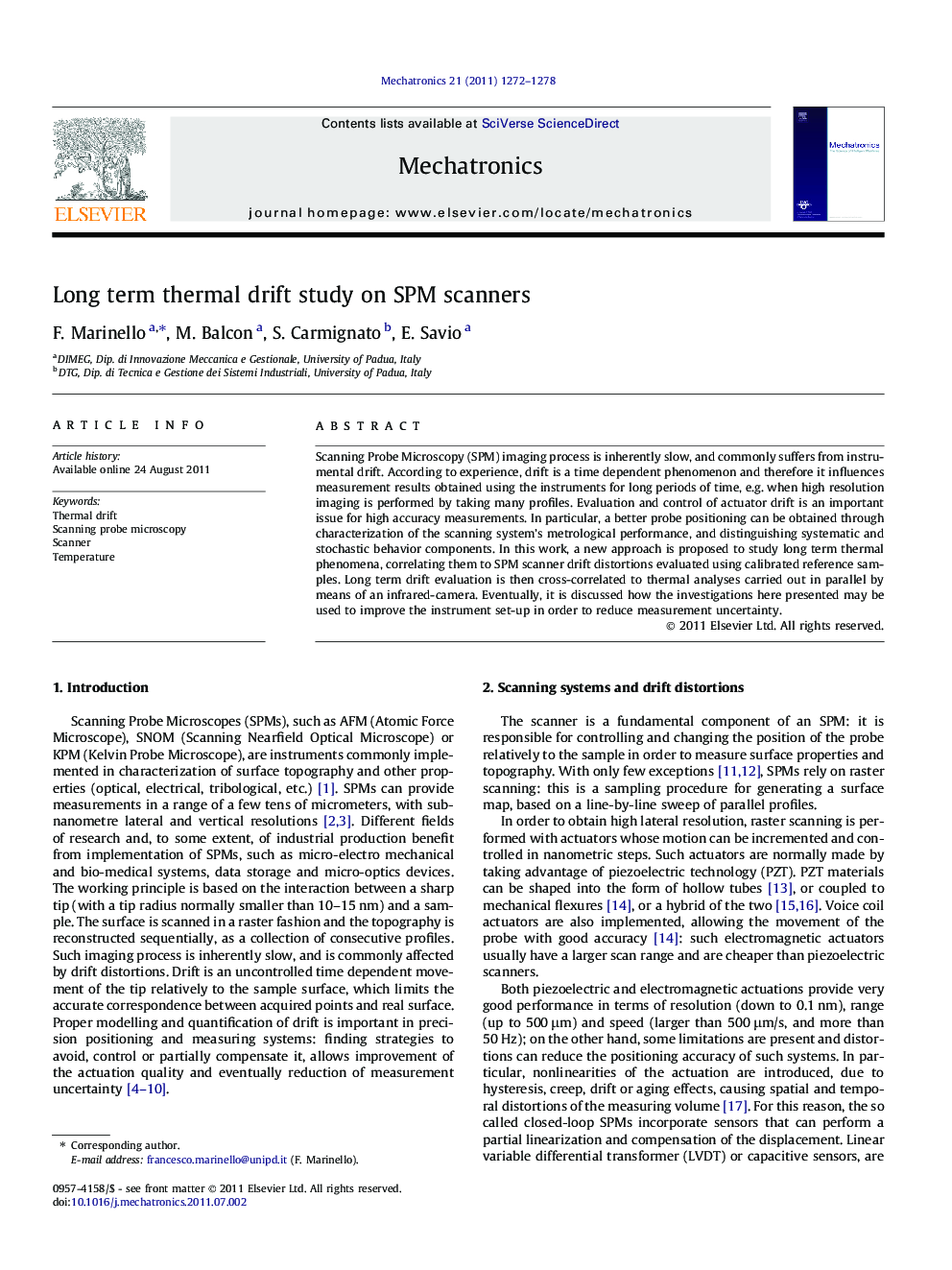 Long term thermal drift study on SPM scanners