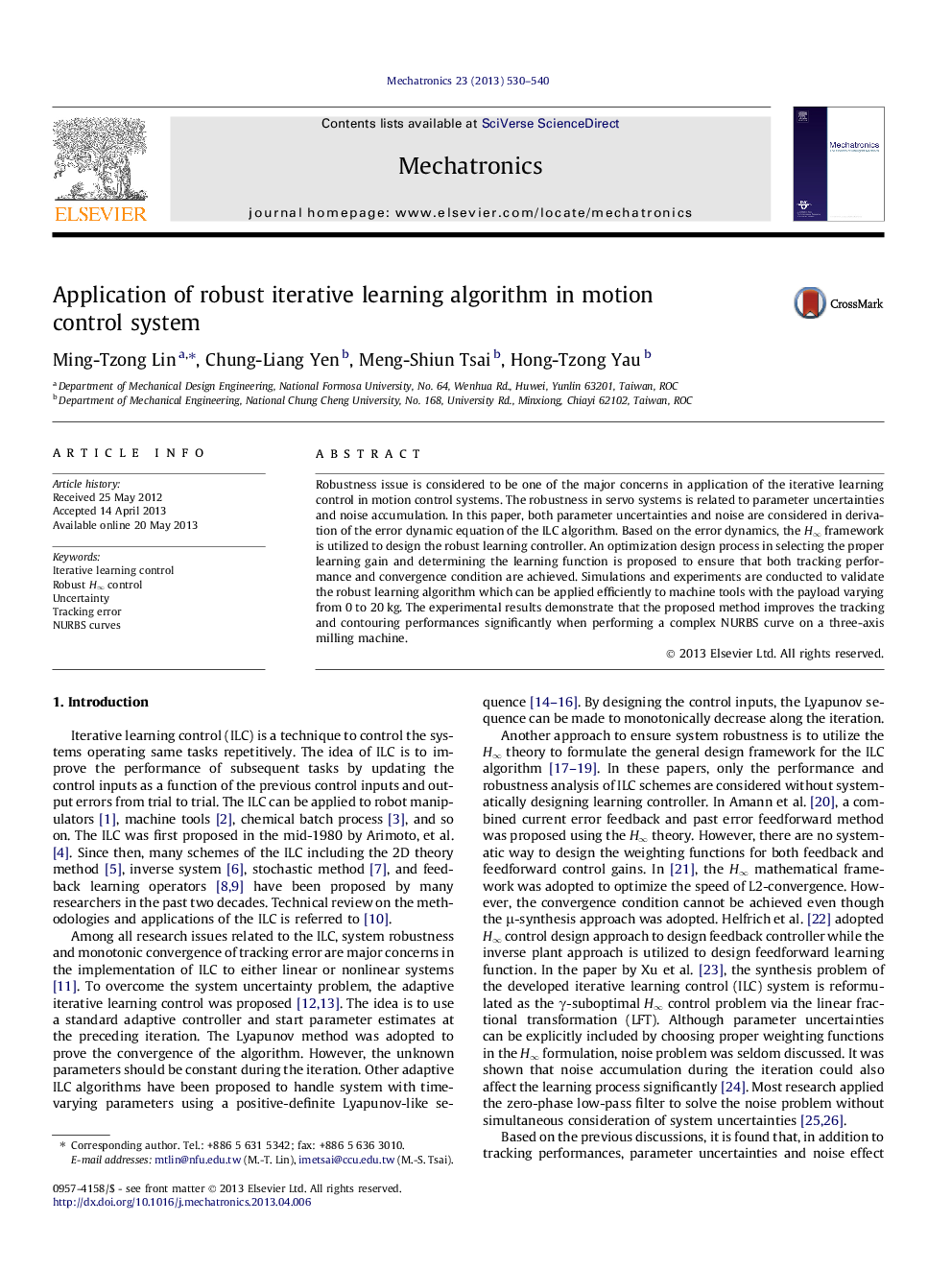 Application of robust iterative learning algorithm in motion control system