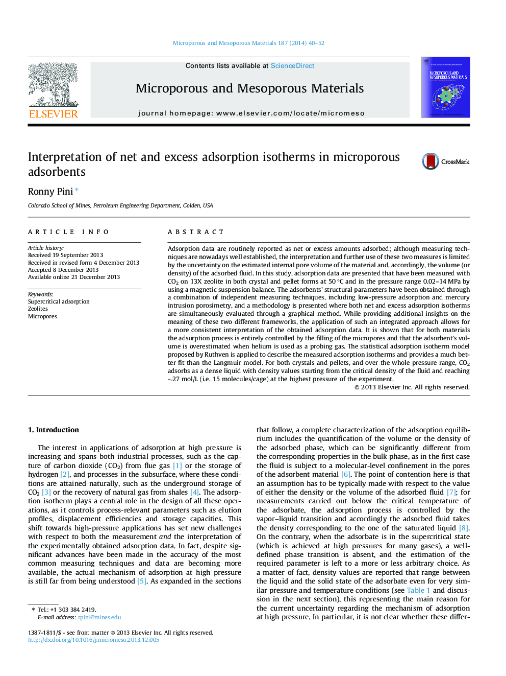 Interpretation of net and excess adsorption isotherms in microporous adsorbents