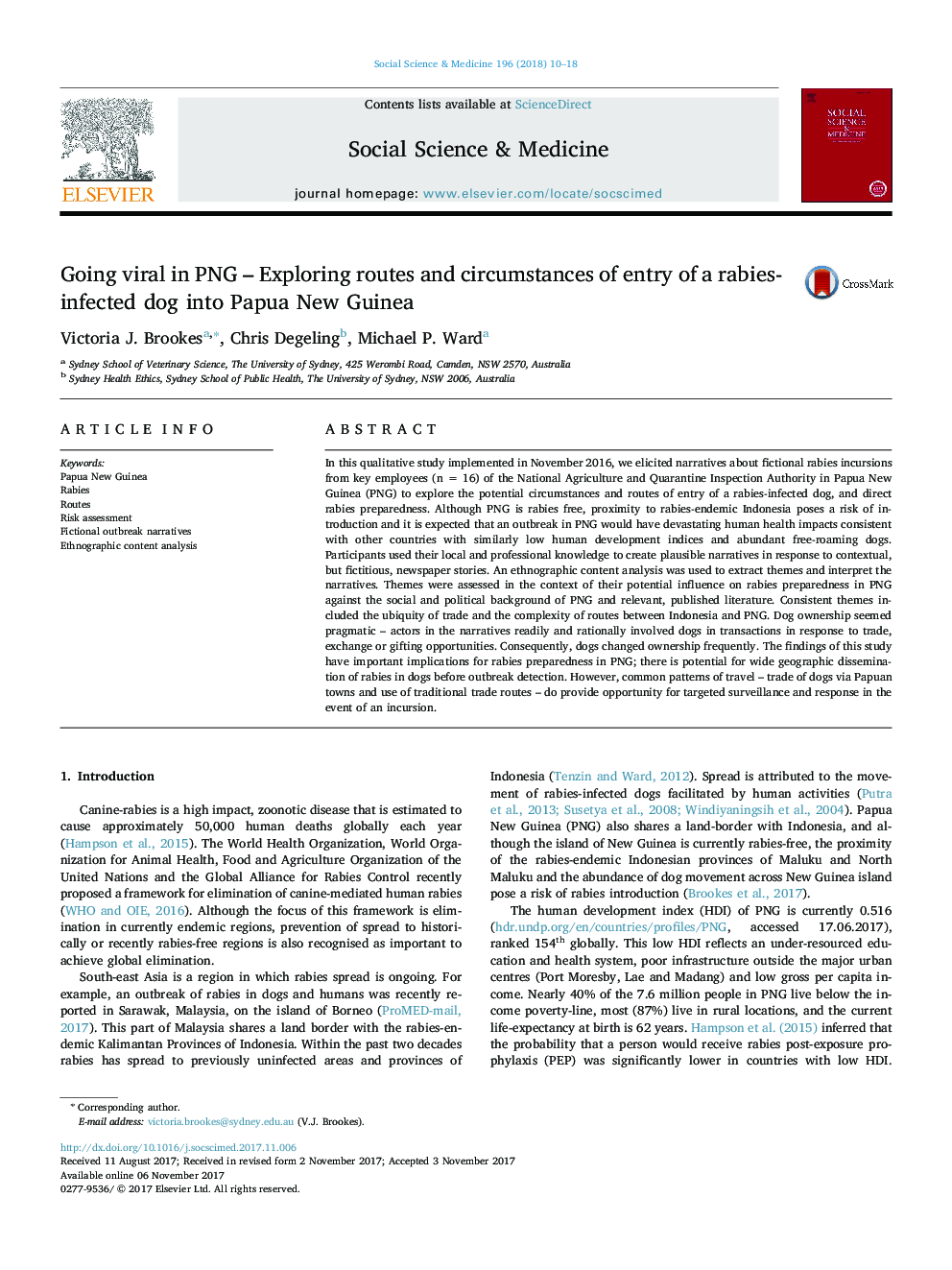 Going viral in PNG - Exploring routes and circumstances of entry of a rabies-infected dog into Papua New Guinea