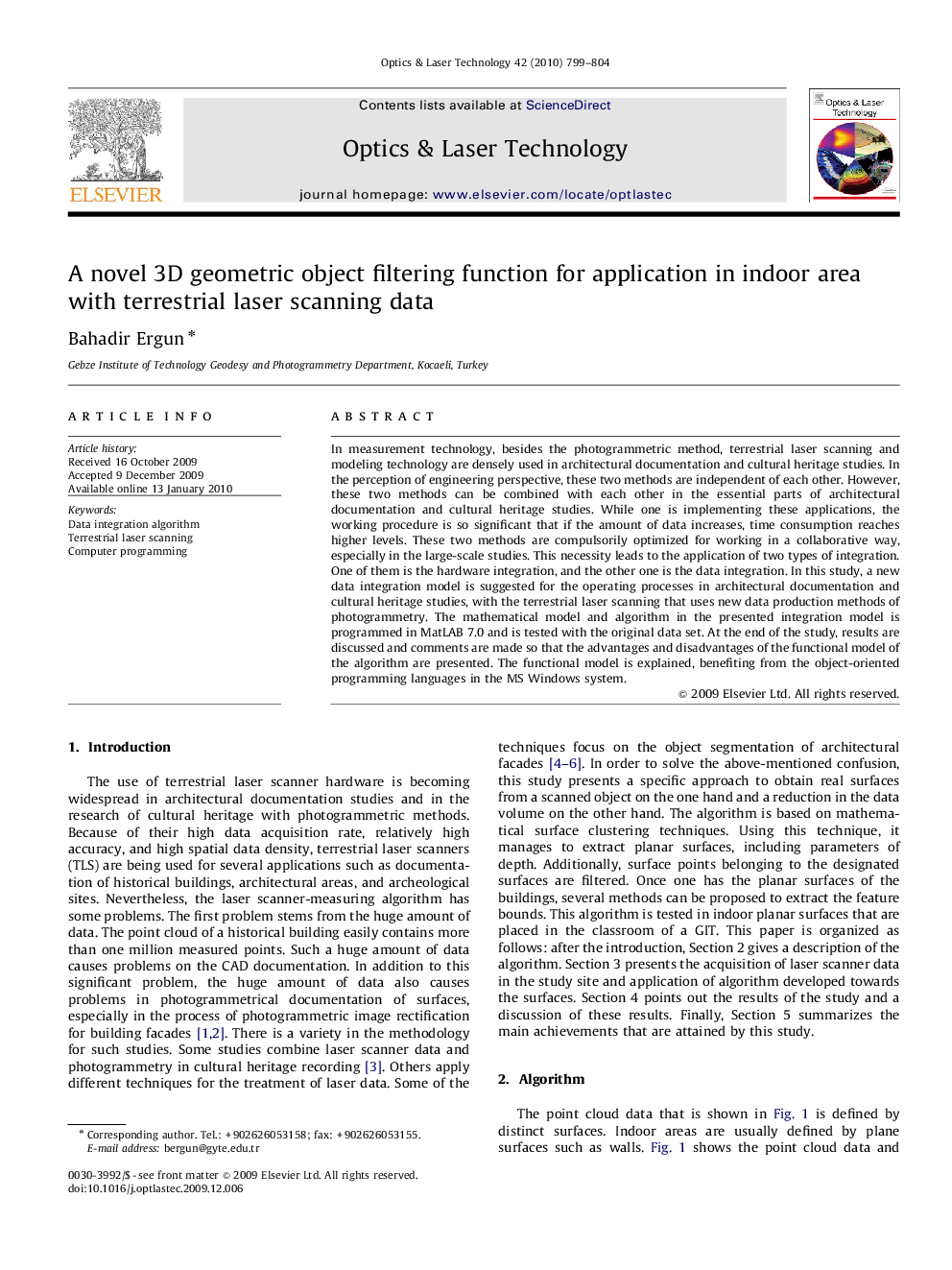 A novel 3D geometric object filtering function for application in indoor area with terrestrial laser scanning data