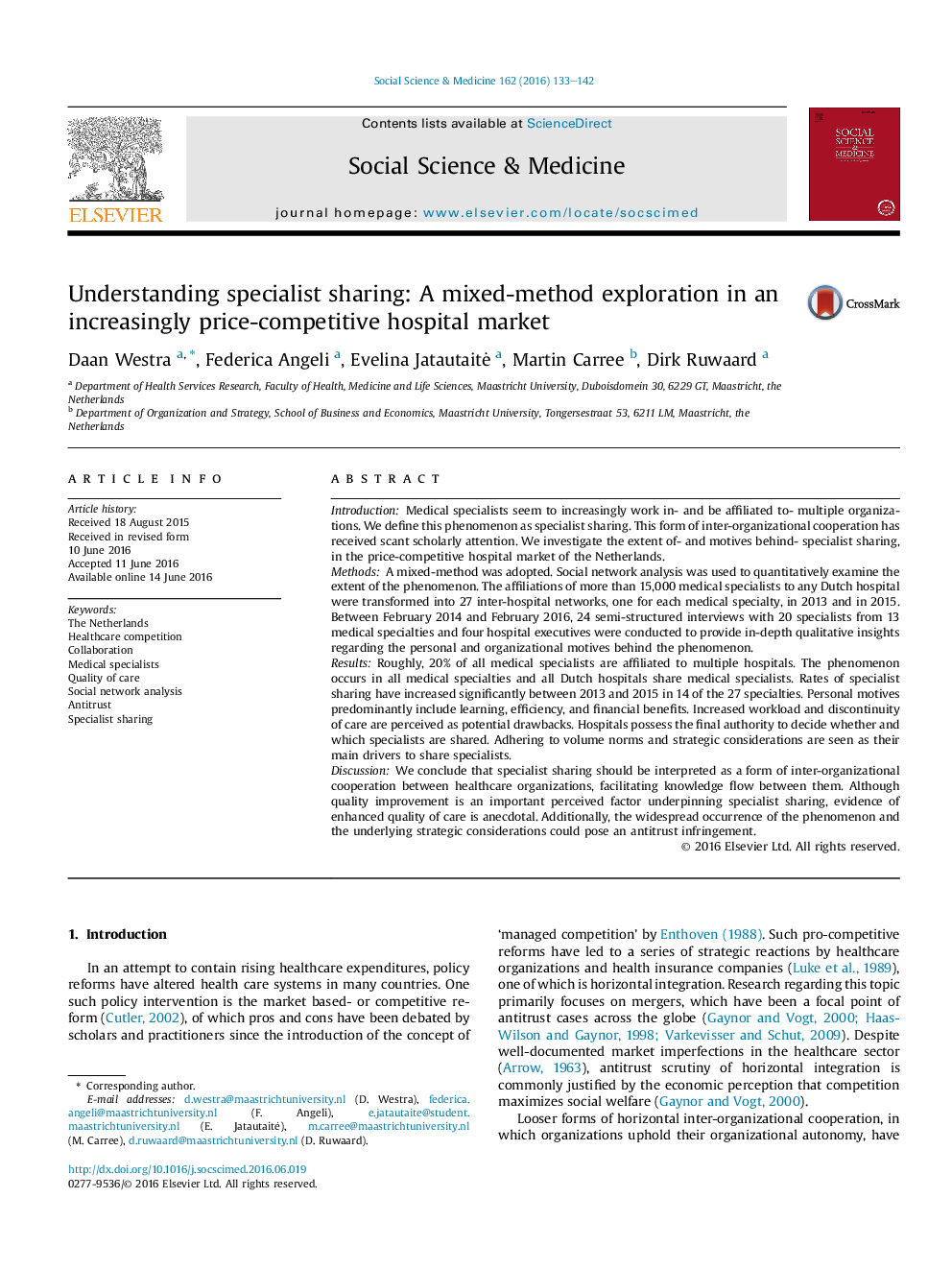 Understanding specialist sharing: A mixed-method exploration in an increasingly price-competitive hospital market