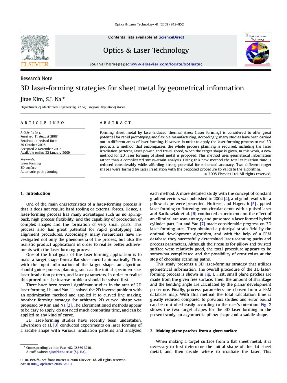 3D laser-forming strategies for sheet metal by geometrical information