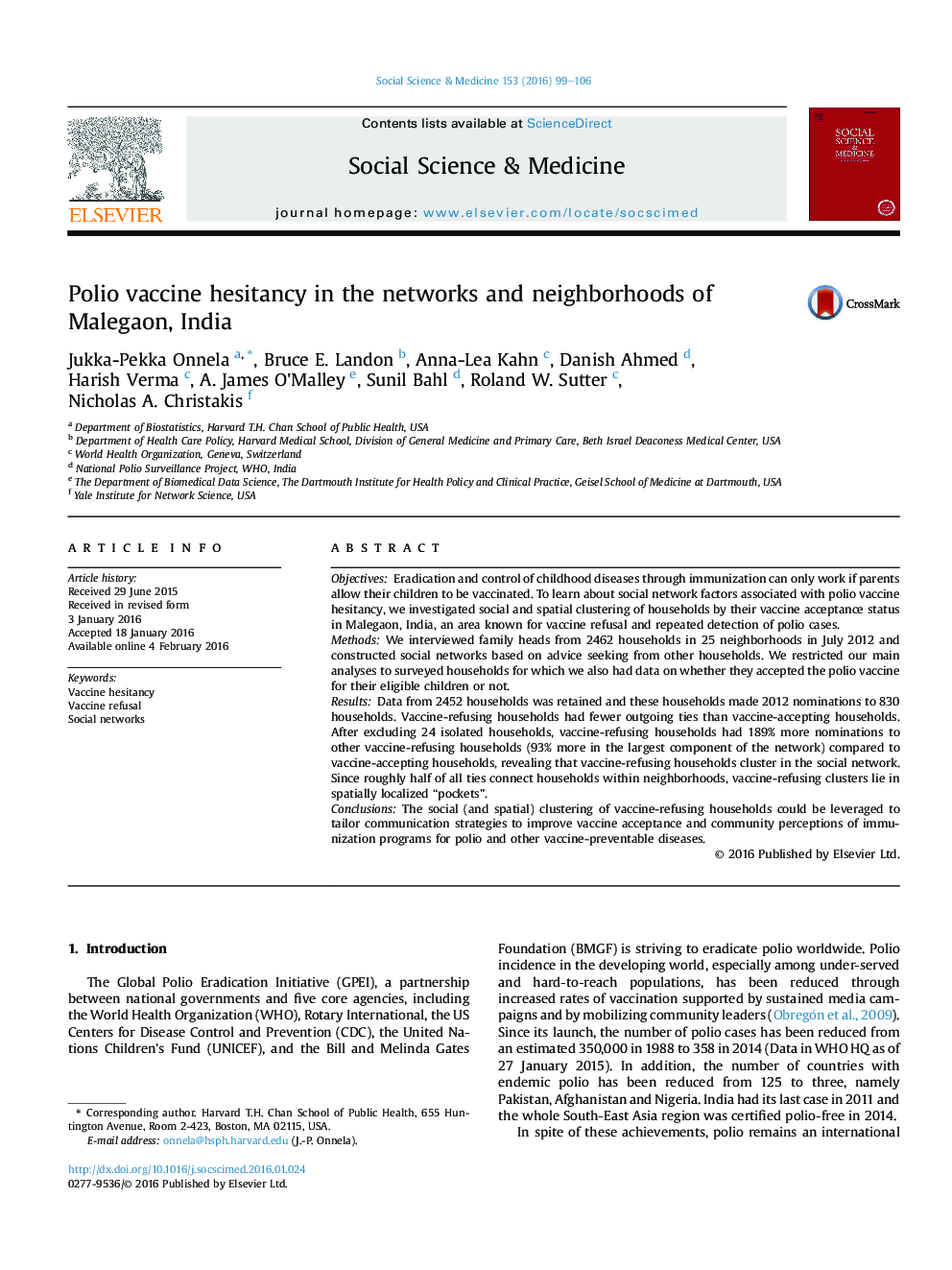 Polio vaccine hesitancy in the networks and neighborhoods of Malegaon, India