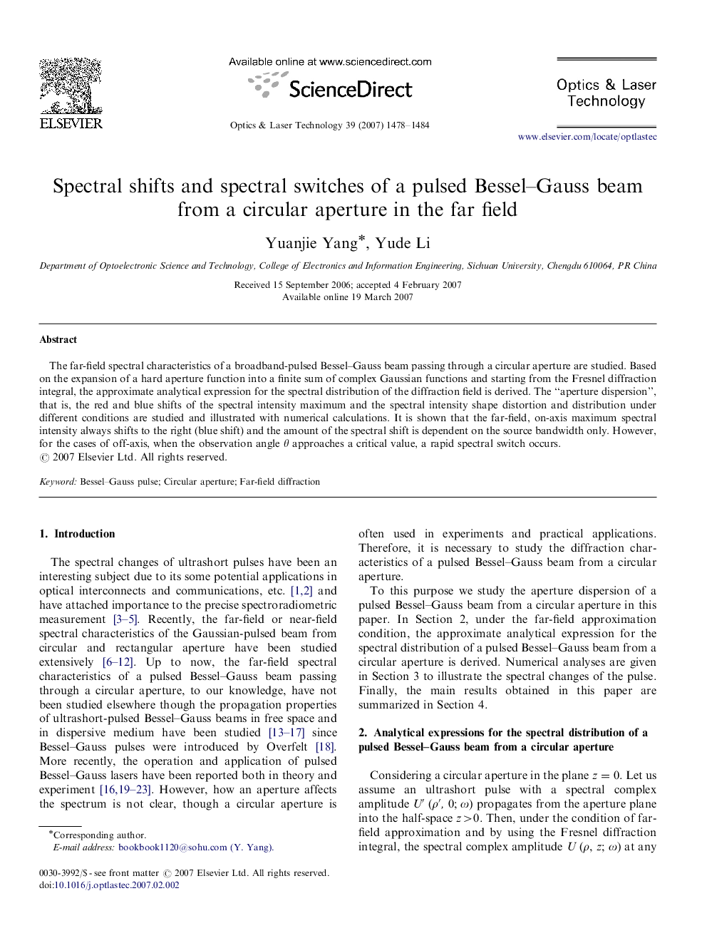 Spectral shifts and spectral switches of a pulsed Bessel–Gauss beam from a circular aperture in the far field